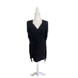 For Joseph Black Suede Fringe Dress – Size S